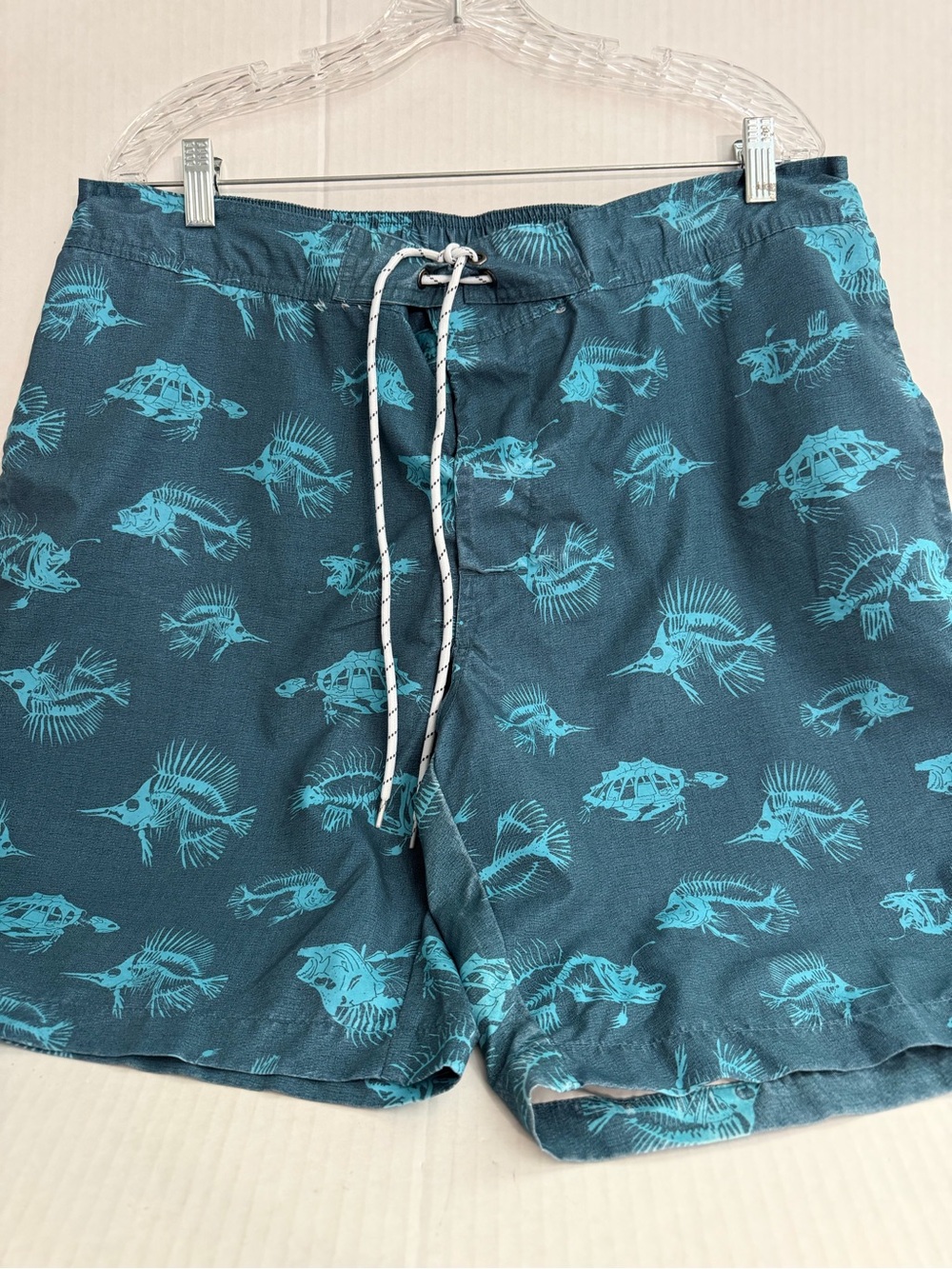 St. John's Bay Teal Fish Skeleton Print Swim Trunks